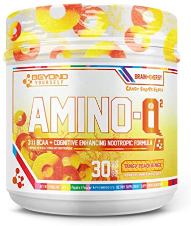AminoIQ² | Brain Boosting Nootropic Blend + Vegan BCAAs (Peach Rings)