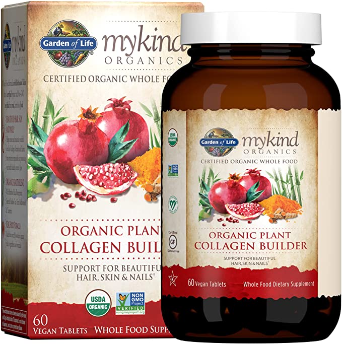 Garden of Life Organic Plant Collagen - Vegan mykind Collagen Builder for Hair, Skin and Nail Health, 60 Tablets