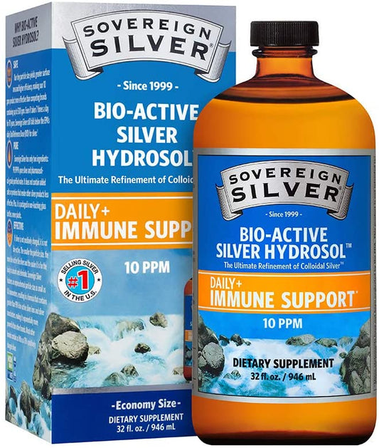 Sovereign Silver Bio-Active Silver Hydrosol for Immune Support - 10 ppm, 32oz (946mL)