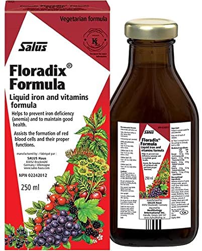 Salus Floradix Liquid Iron and Vitamins | Herbal Iron Supplement for Women, Men, and Children | Vegetarian, Dairy-Free & Non-GMO (250ml)